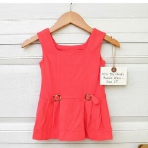 VTG 60s 70s A Randy Original Red Dress 2T 3T - Sleeveless A-Line Buckle Detail‎